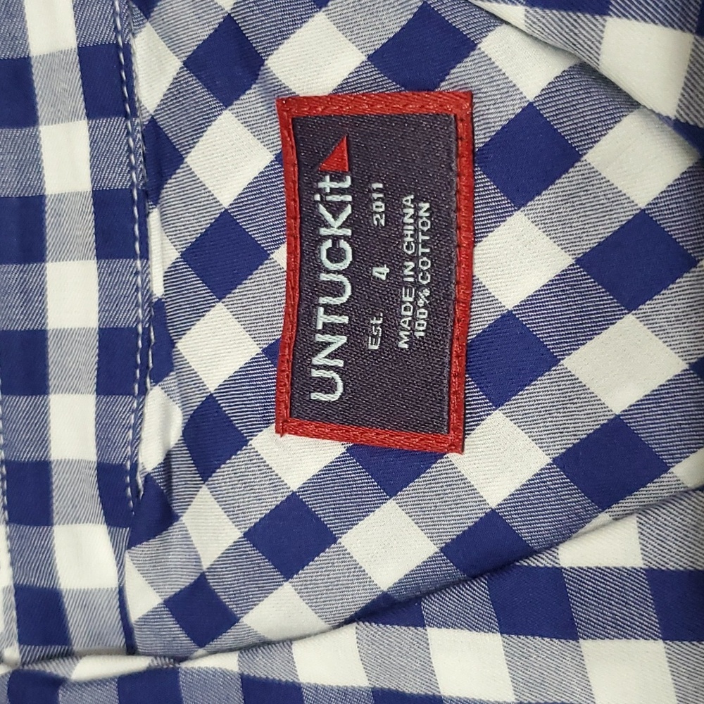 2/$30 UNTUCKit Women's Belleza Classic Blue/White Gigham Print Button Up Shirt - Picture 4 of 9
